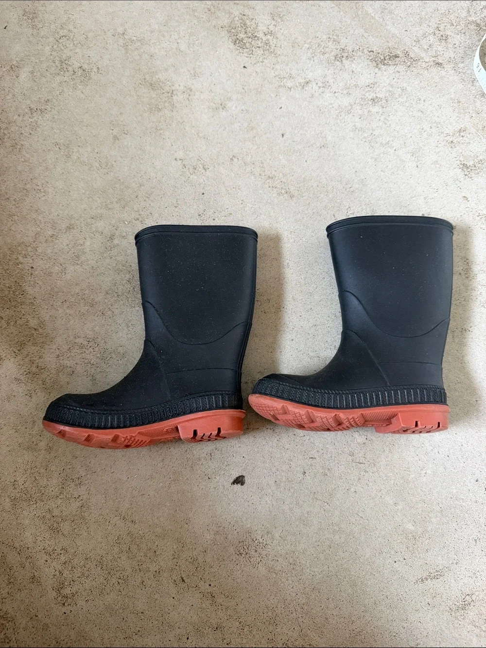Kids Black Rain Boots with Red Outsole